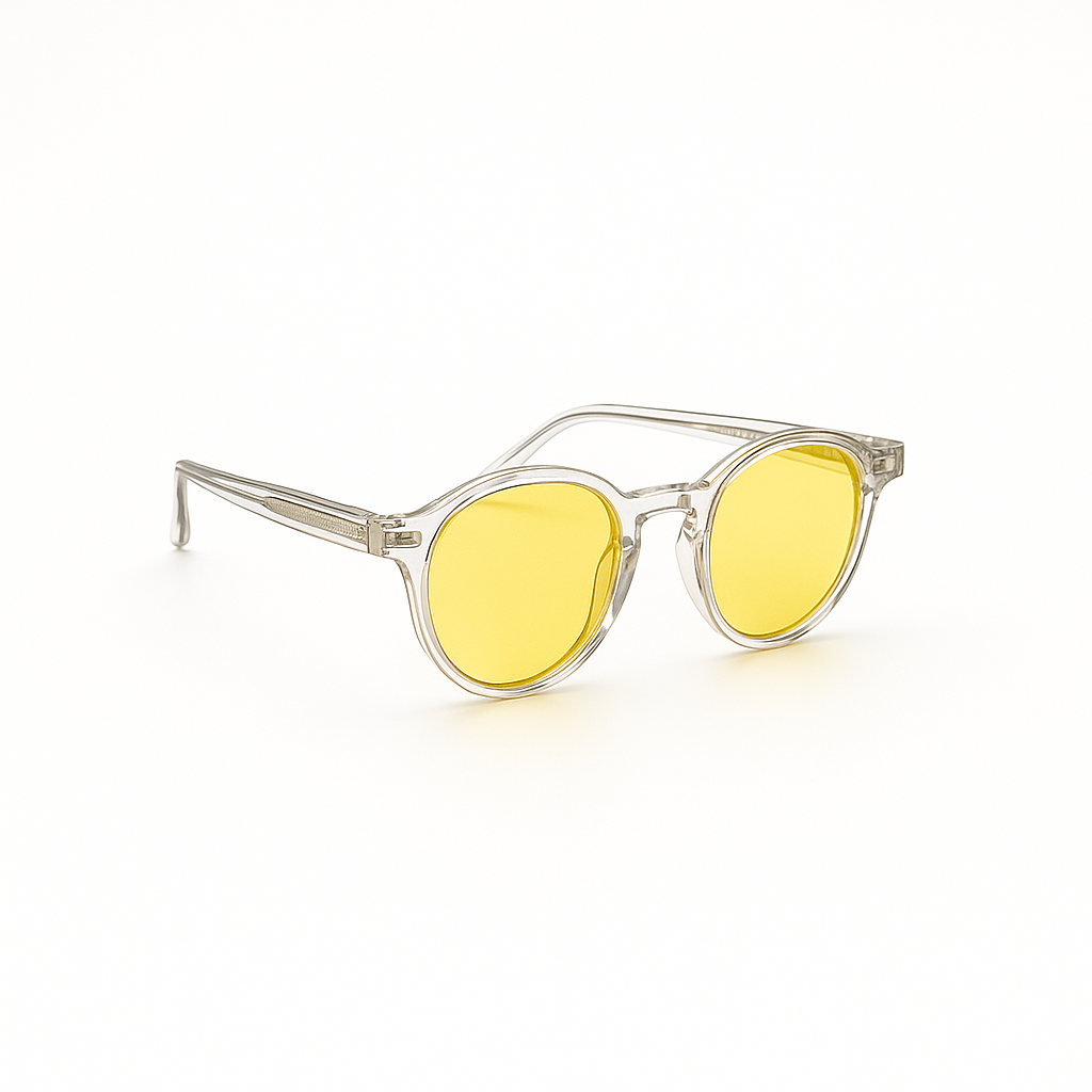 Retro Round Blue Blocking Glasses - DayMax Light Transparent