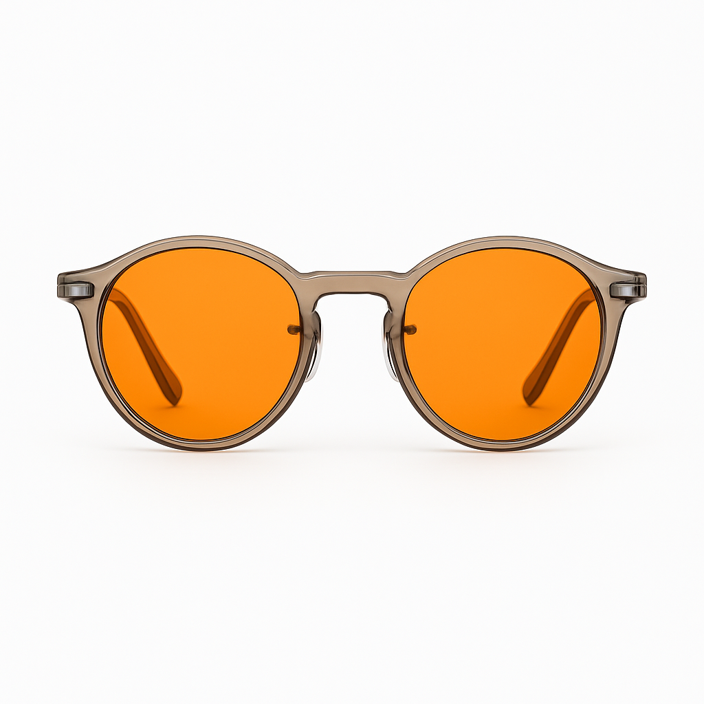 Retro Round Blue Blocking Glasses - Transparent Pink