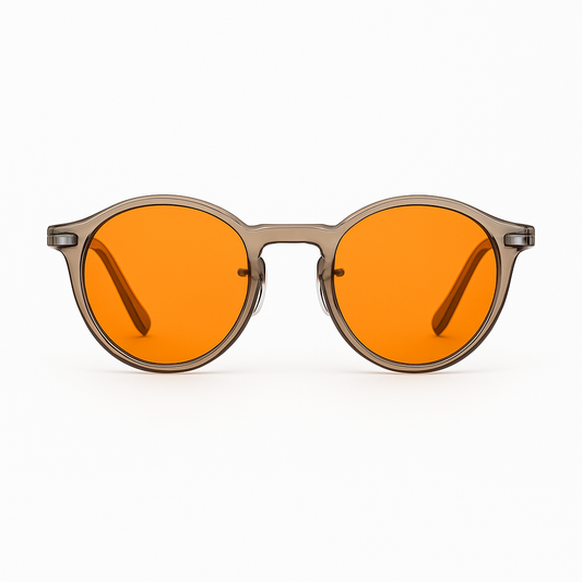 Retro Round Blue Blocking Glasses - Transparent Pink