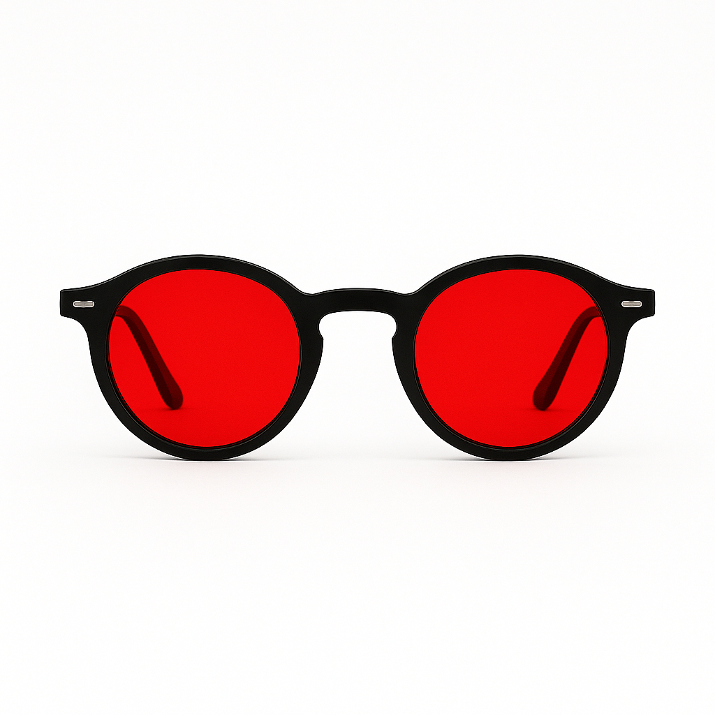 Retro Round Blue Blocking Glasses - NightMax Black