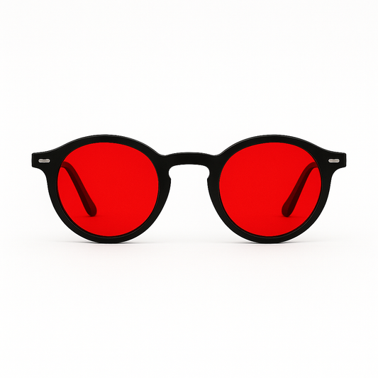 Retro Round Blue Blocking Glasses - NightMax Black