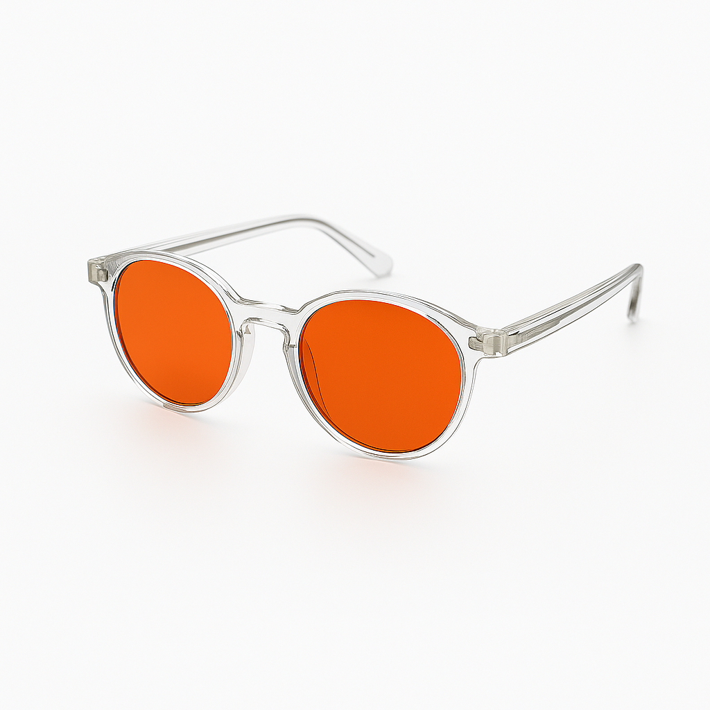 Retro Round Blue Blocking Glasses - Transparent