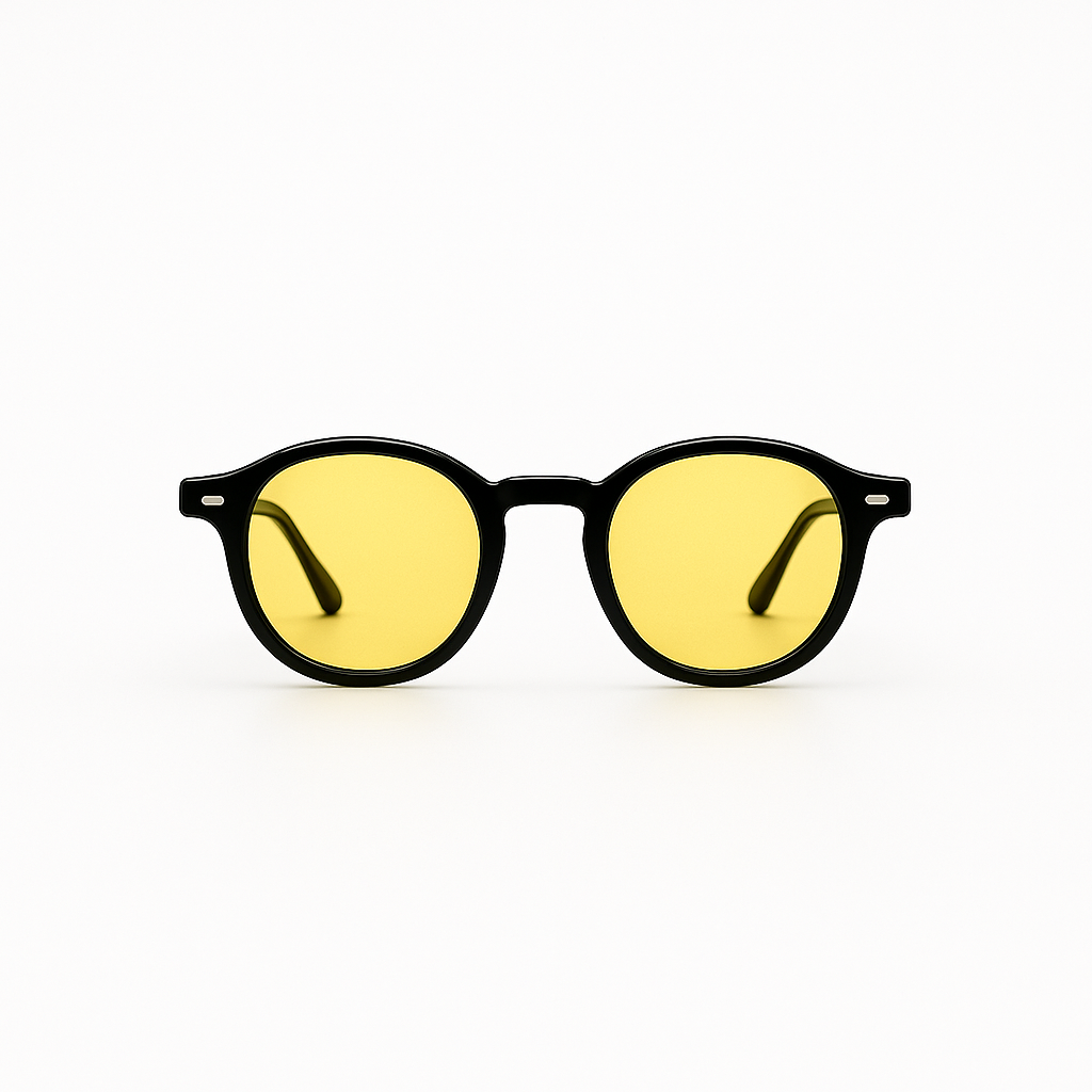 Retro Round Blue Blocking Glasses - Daymax Light Black