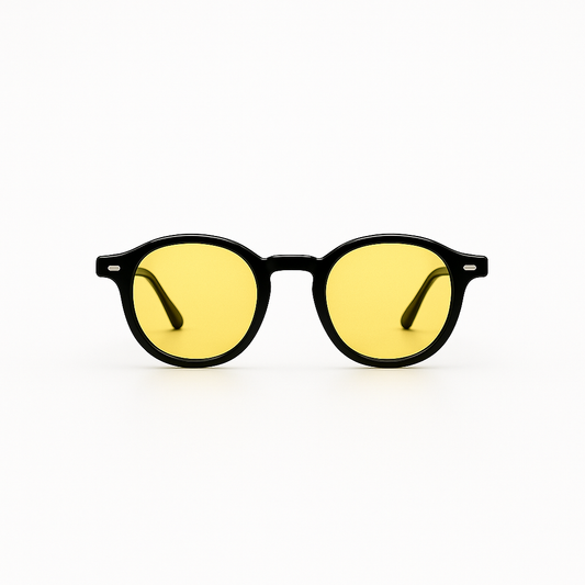 Retro Round Blue Blocking Glasses - Daymax Light Black