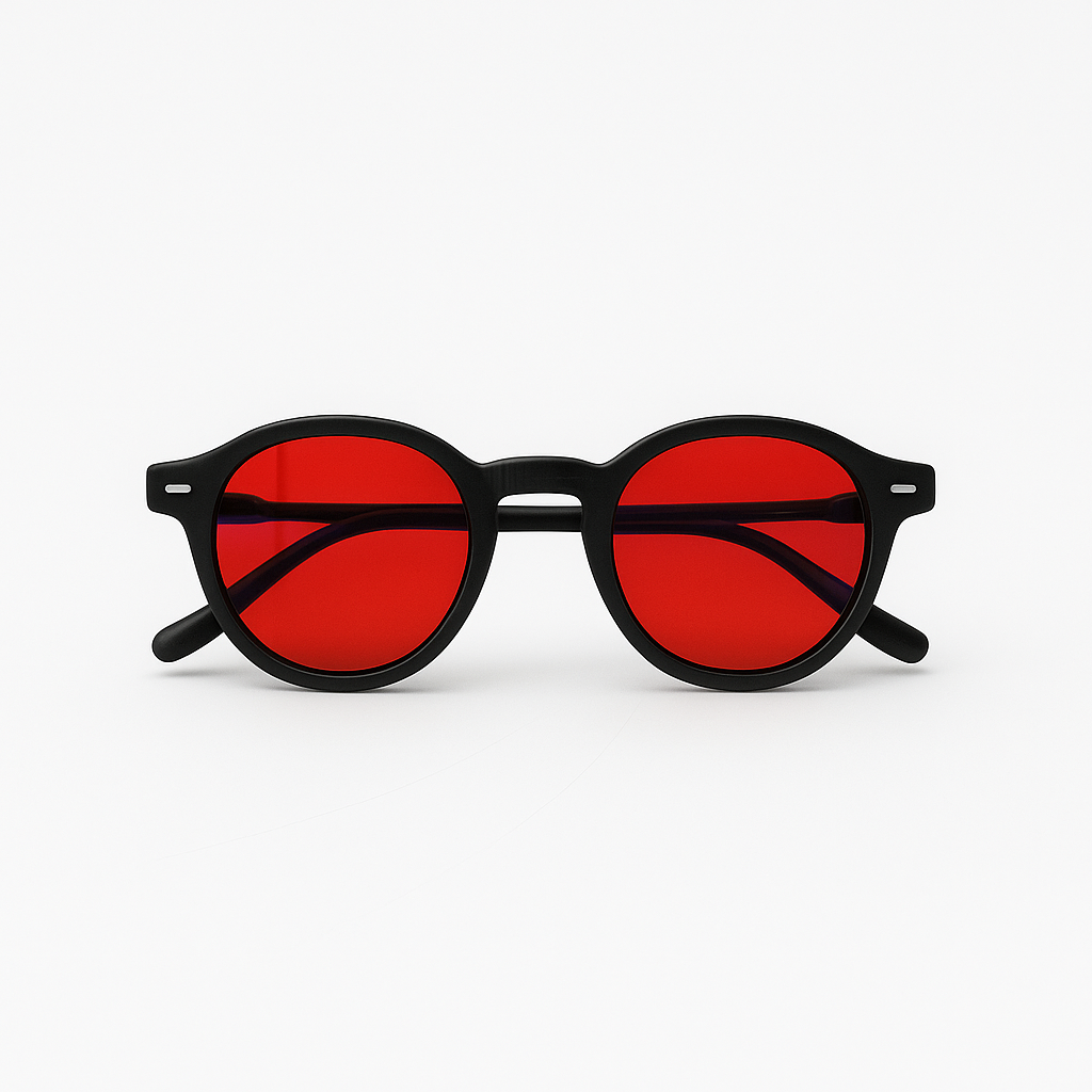 Retro Round Blue Blocking Glasses - NightMax Black