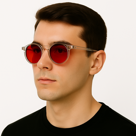 Retro Round Blue Blocking Glasses - NightMax Transparent