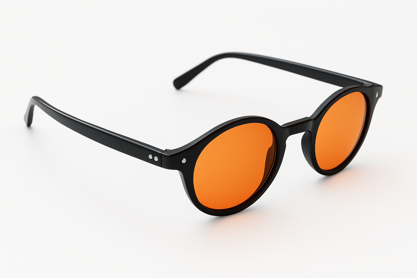 Retro Round Blue Blocking Glasses - Black
