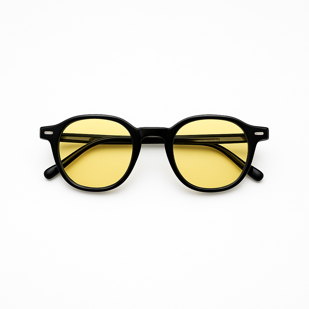 Retro Round Blue Blocking Glasses - Daymax Light Black