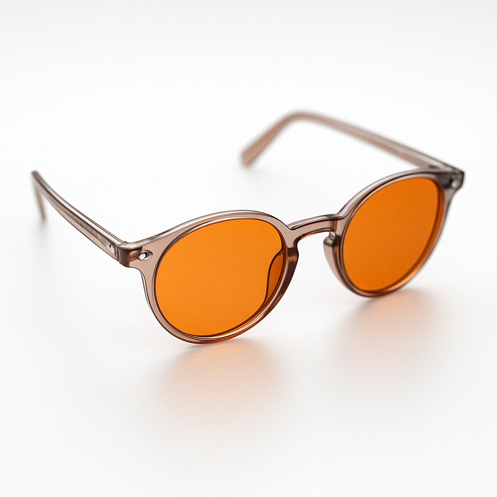 Retro Round Blue Blocking Glasses - Transparent Pink
