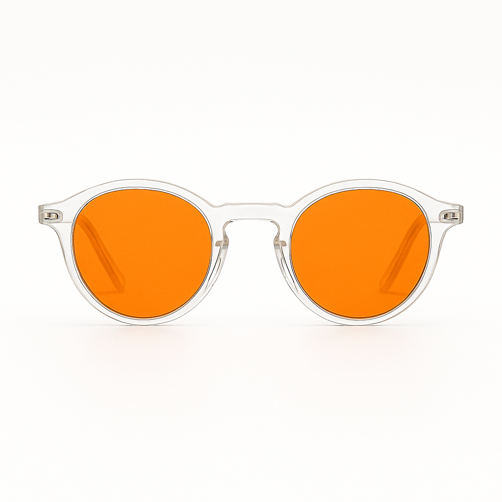 Retro Round Blue Blocking Glasses - Transparent