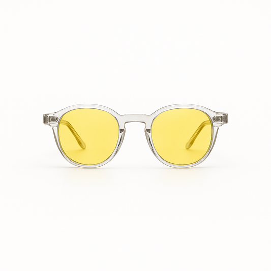 Retro Round Blue Blocking Glasses - DayMax Light Transparent