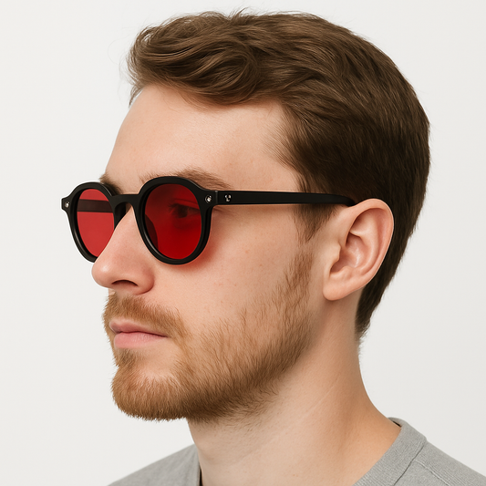 Retro Round Blue Blocking Glasses - NightMax Black