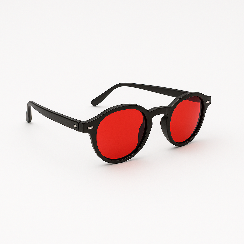 Retro Round Blue Blocking Glasses - NightMax Black