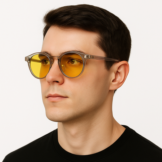 Retro Round Blue Blocking Glasses - DayMax Light Transparent