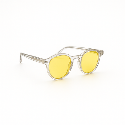 Retro Round Blue Blocking Glasses - DayMax Light Transparent