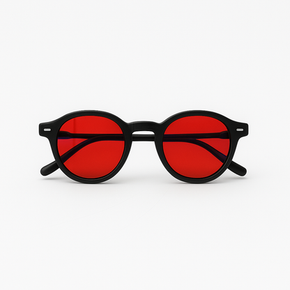 Retro Round Blue Blocking Glasses - NightMax Black