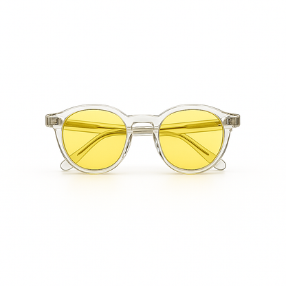 Retro Round Blue Blocking Glasses - DayMax Light Transparent