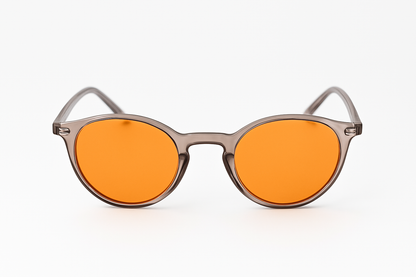Retro Round Blue Blocking Glasses - Transparent Pink